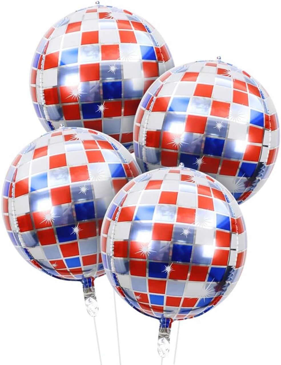 Latex Balloons Red, White & Blue Disco Ball Balloons – 22 Inch Inflatable Patriotic Balloons for 4th of July, Veterans Day, Birthday, Party & USA Decorations